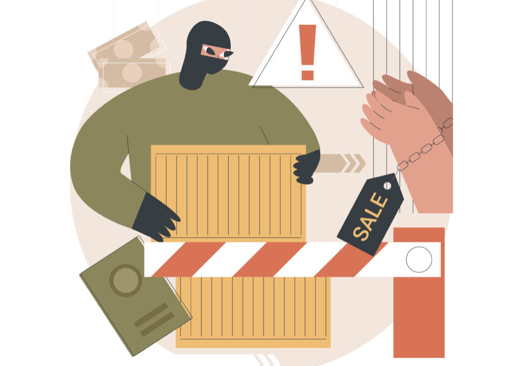 Smuggling abstract concept vector illustration. Illegal goods transportation, people trafficking, illicit transfer, immigration with fake documents, crossing border, contraband abstract metaphor.